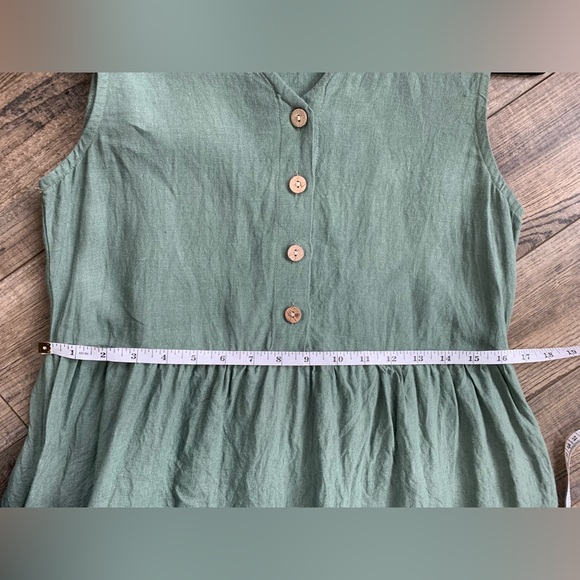 ✨SOLD✨LinenByMN Pine Green 100% Linen Dress from Etsy Size Small with Pockets - Picture 3 of 8